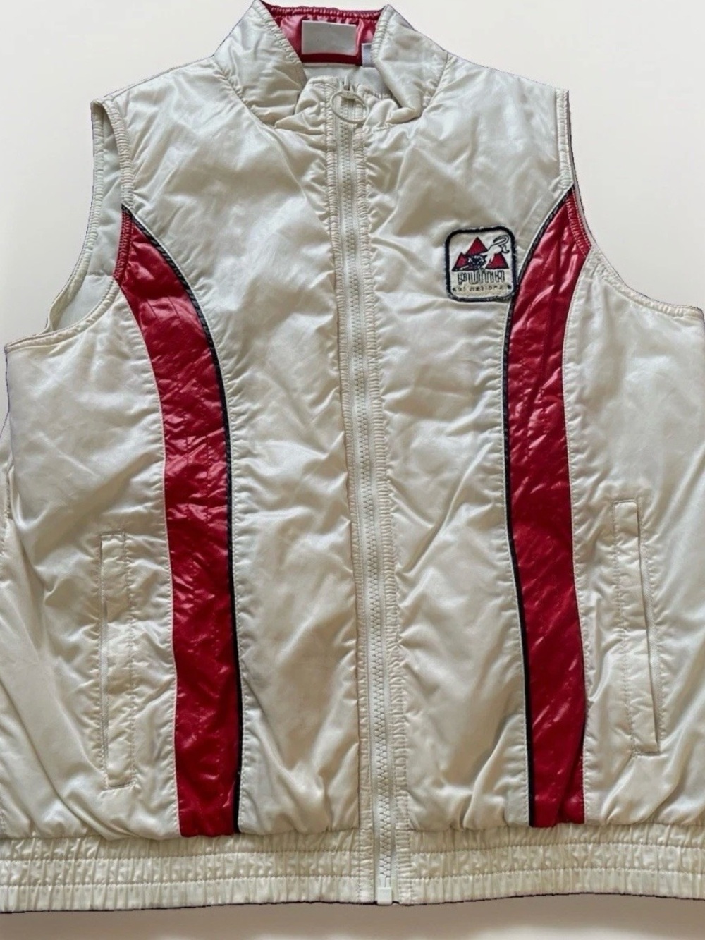 Vintage Puma Padded Vest Womens S White Red Western Rodeo Retro 80s